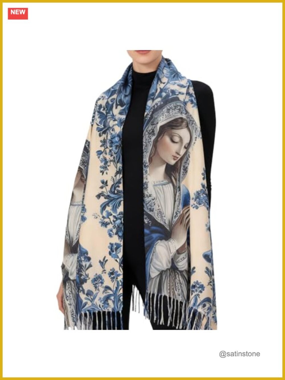 Catholic Prayer Shawl Scarf Wrap - Our Lady of Guadalupe Faux Cashmere Pashmina